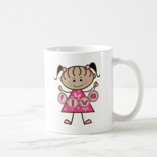 Little Girl 5th Birthday Tshirts und Geschenke Kaffeetasse (Rechts)