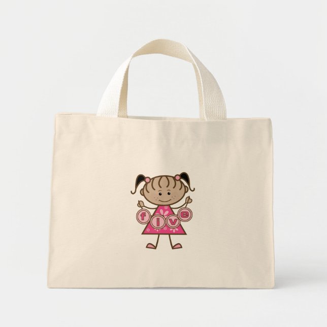 Little Girl 5th Birthday Tshirts und Geschenke Mini Stoffbeutel (Vorne)
