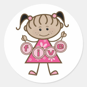 Little Girl 5th Birthday Tshirts und Geschenke Runder Aufkleber