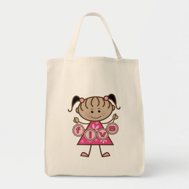Little Girl 5th Birthday Tshirts und Geschenke Tragetasche (Vorne)