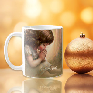 Little Girl Angel Radiant Light Halo beten Kaffeetasse