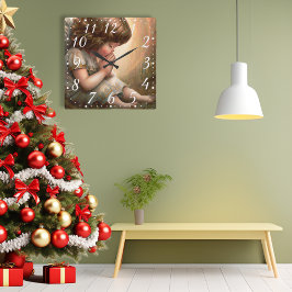 Little Girl Angel Radiant Light Halo beten Quadratische Wanduhr