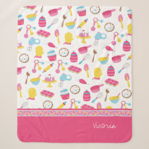 Little Girl Baker Pink Cooking Pattern Koch Kid Sherpadecke