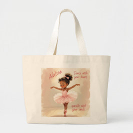 Little Girl Ballerina in Pink Tutu Personalized Jumbo Stoffbeutel