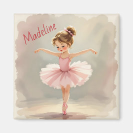 Little Girl Ballerina in Pink Tutu Personalized Magnet