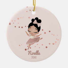 Little Girl Ballerina mit Bow, Rose Gold Keramik Ornament