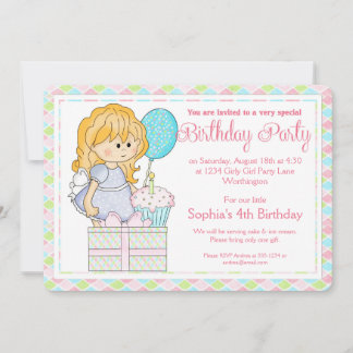 Little Girl Birthday Party Einladung Girly Girl d5