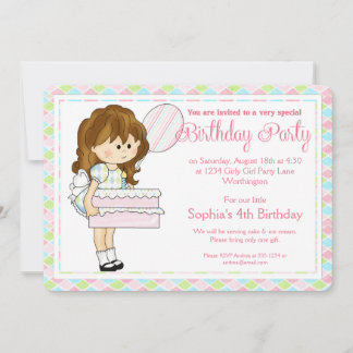 Little Girl Birthday Party Einladung Girly Girl d6