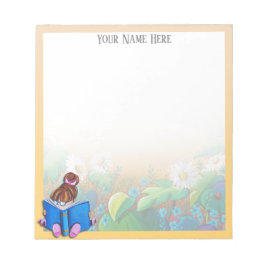 Little Girl Book Reader - Personalisierter Notepad Notizblock