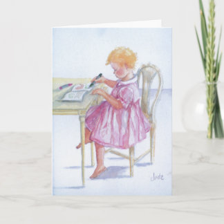 "Little Girl Coloring" Karte