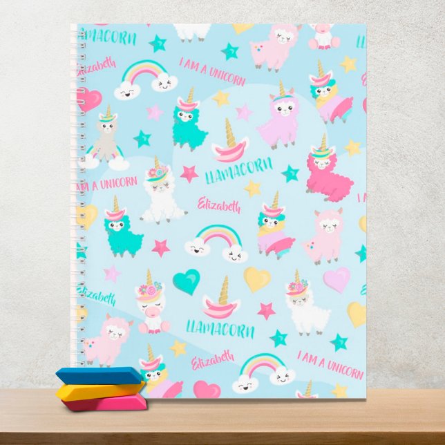 Little Girl Cute Llamacorn Pastel Pattern Notizbuch (Von Creator hochgeladen)
