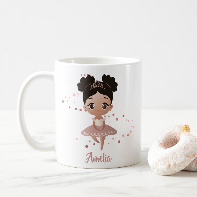 Little Girl Dancing Ballerina Princess, Rose Gold Kaffeetasse (Mit Donut)