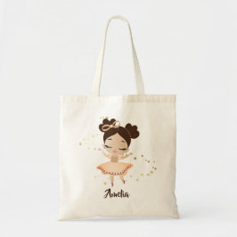 Little Girl Dancing Ballerina w/Bow, Gold Glitzern Tragetasche