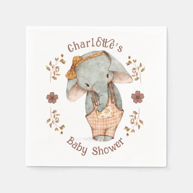 Little Girl Elephant Babydusche Serviette (Vorderseite)