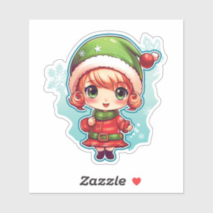 Little Girl Elf Xmas Magic Aufkleber