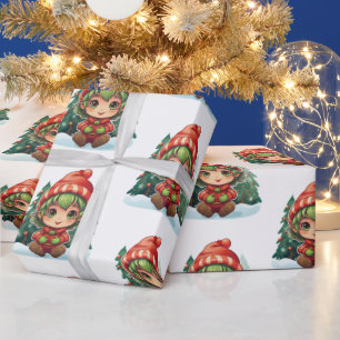 Little Girl Elf Xmas Magic Geschenkpapier