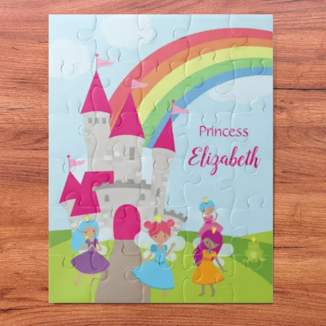 Little Girl Fairy Princess mit Regenbogen und Burg (Von Creator hochgeladen)
