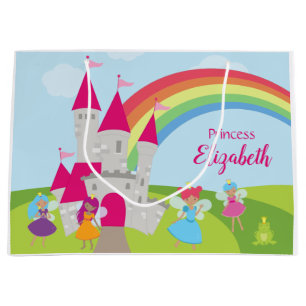 Little Girl Fairy Princess mit Regenbogen und Burg Große Geschenktüte