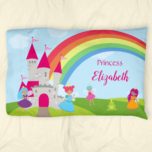 Little Girl Fairy Princess mit Regenbogen und Burg Kissenbezug