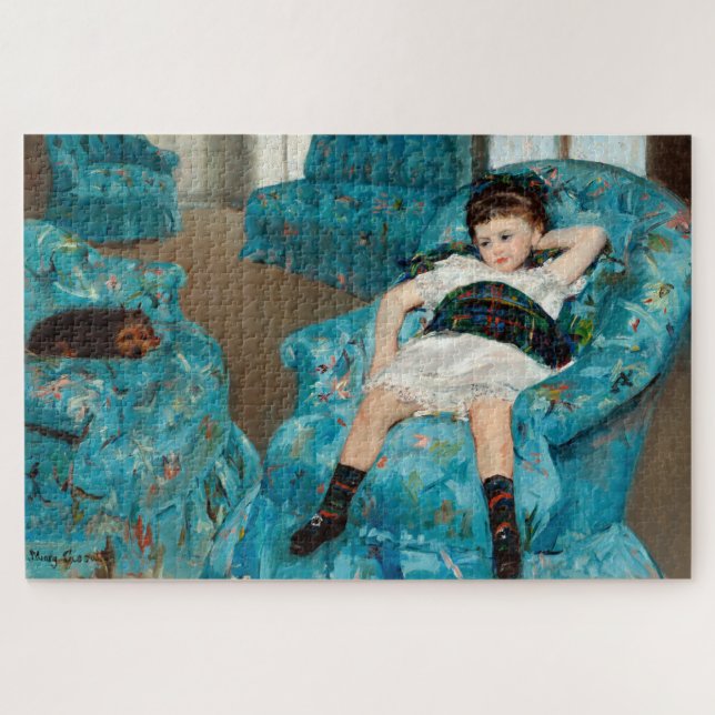 Little Girl in a Blue Armchair by Mary Cassatt (Horizontal)