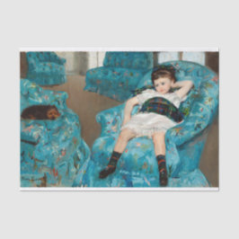 Little Girl in einem blauen Sessel von Mary Cassat Seidenpapier