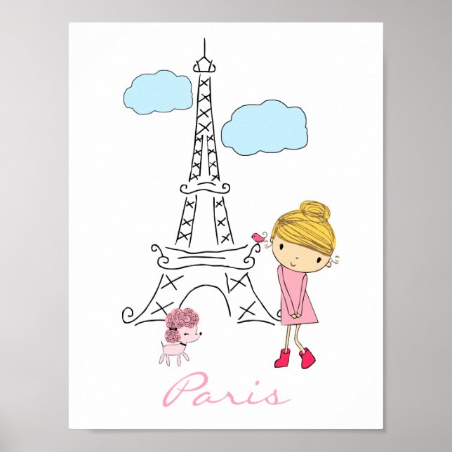 Little Girl in Paris Poster personalisiert (Vorne)
