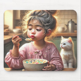 Little Girl isst Getreide Mousepad