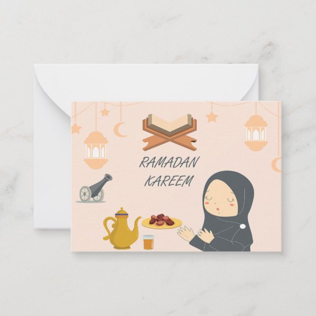 Little Girl ist Betet Ramadan Grußkarten Mitteilungskarte (Vorderseite)