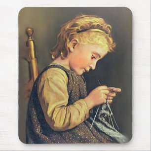 Little Girl Knitting Mousepad