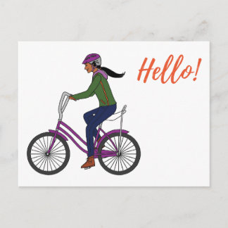 Little Girl Lila Bike Postkarte