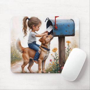 Little Girl Mailing a Letter Mousepad