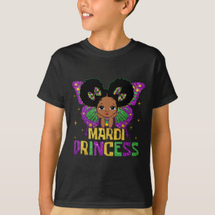 Little Girl Mardi Gras Princess Black Melanin Girl T-Shirt