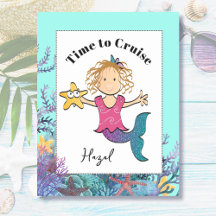 Little Girl Mermaid Cartoon Adorable Sweet Cruise