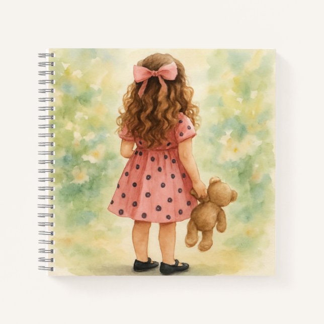 Little Girl mit einem Teddy-Bär von Natasha Us Notizbuch (Vorderseite)