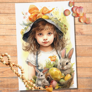 Little Girl on Oaster 1 Decoupage Paper Seidenpapier