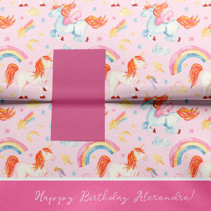 Little Girl Pink Unicorn Muster glücklich Geburtst Seidenpapier
