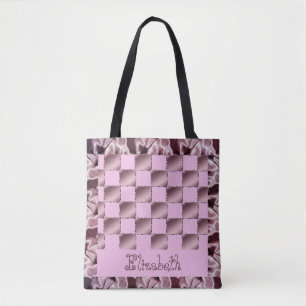 Little Girl Silk Pink Lila Square Pattern Quilt Tasche