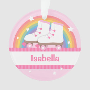 Little Girl Skater Rainbow and Stars Personalisier Ornament