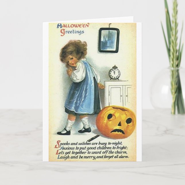 Little Girl und Pumpkin Karte (Vorderseite)
