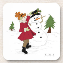 Little Girl und Snowman Untersetzer