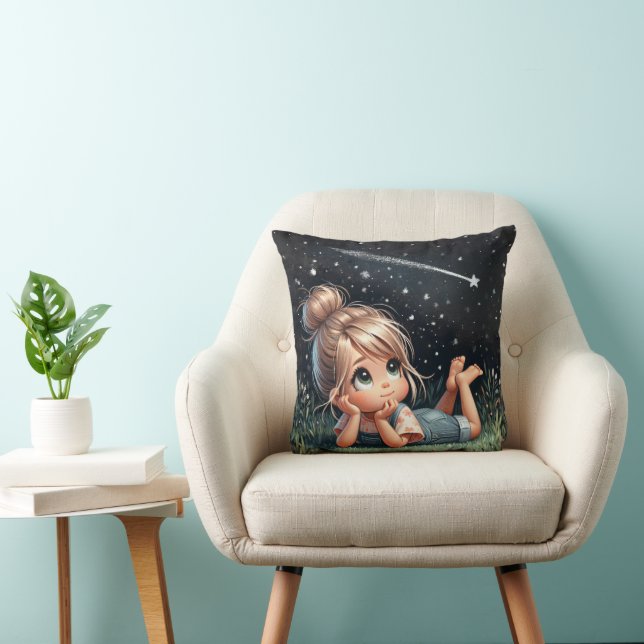 Little Girl Watching Star Kissen (Stuhl )