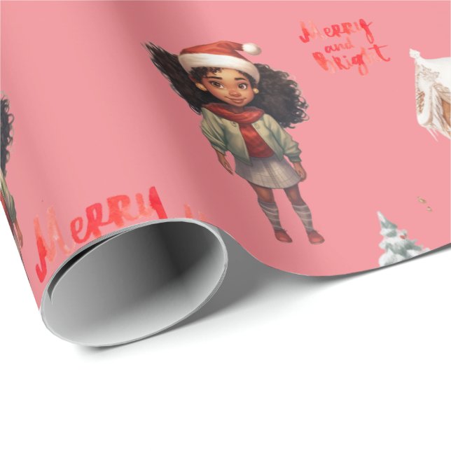 Little Girl Weihnachtsfeiertag Geschenkpapier (Rolleneckpunkt)