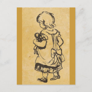 Little Girl with Doll - Zille Postkarte