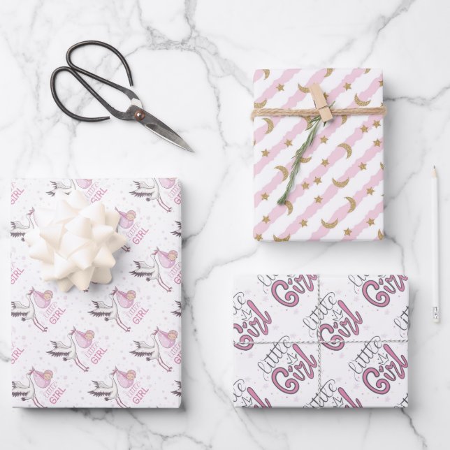 Little Girl Wrapping Paper Sheets Geschenkpapier Set (Vorderseite)