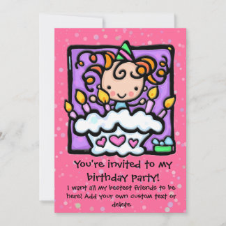 Little Girlie niedliche Geburtstag Party Einladung