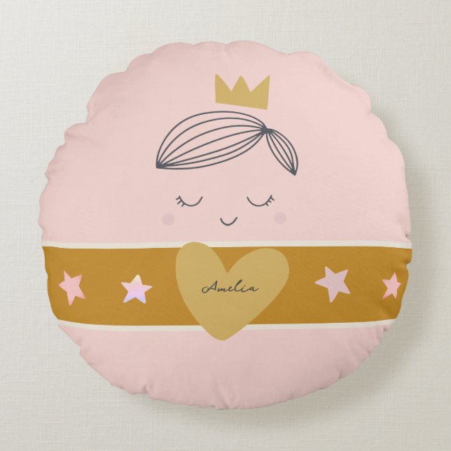 Little Girls Boho Primrose Princess Rundes Kissen (Vorderseite)