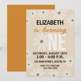 Little Girls Daisy Einladung zum ersten Geburtstag