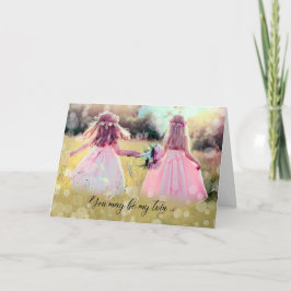Little Girls in a Meadow Twin Sister's Birthday Karte