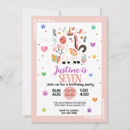 Little Girls Unicorn Geburtstagsparty Einladung