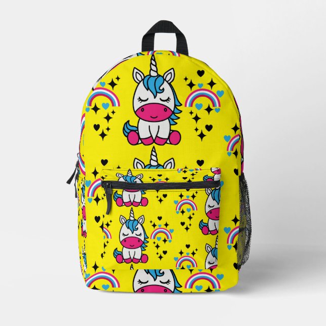 Little Girls Unicorn Pony Bedruckter Rucksack (Vorderseite)